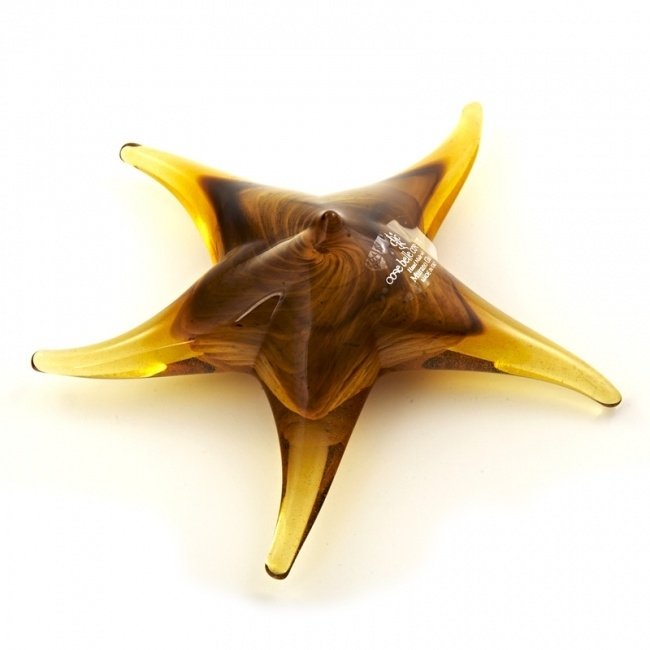 Морская звезда янтарная, муранское стекло - 6722