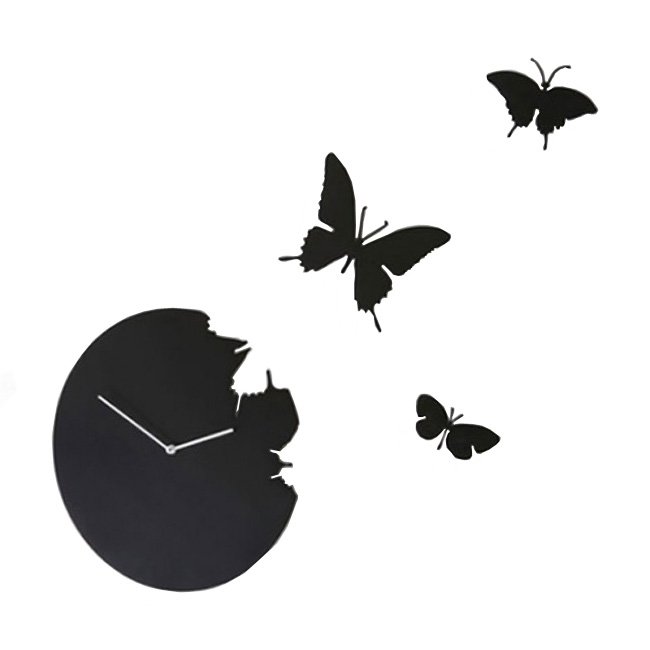 Необычные часы настенные "Бабочки" - 392.black