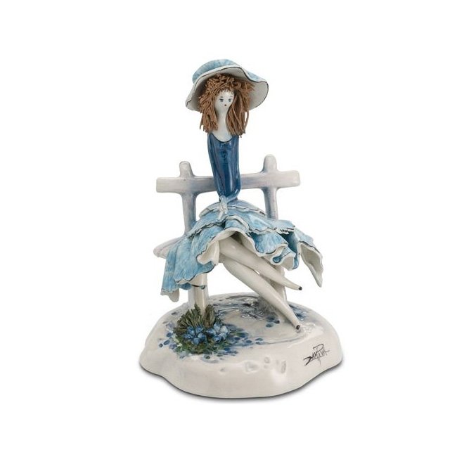Фарфоровая статуэтка "Дама в голубом на скамье" - 10034