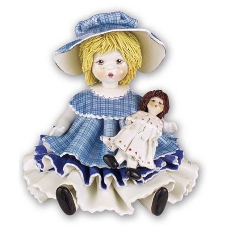 Статуэтка из фарфора Италия "Кукла в голубом с куклой в руках" - 6307