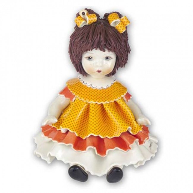 Фарфоровая статуэтка "Кукла в оранжево-жёлтом" - 6349