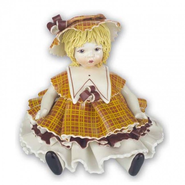 Фарфоровая статуэтка "Кукла в коричнево-жёлтом" - 6350