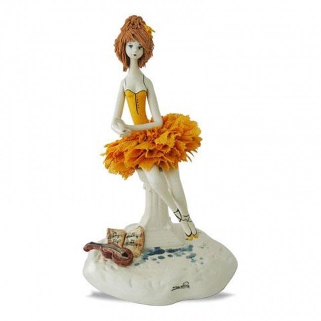 Фарфоровая статуэтка "Балерина в оранжевом" - 6404