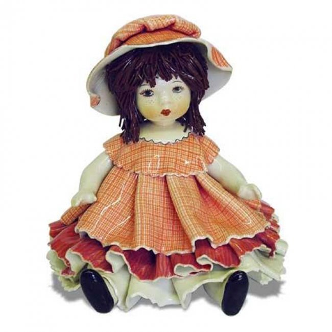 Фарфоровая статуэтка "Кукла в сиренево-розовом" - 6408